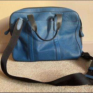 Coach Blue Leather Laptop Briefcase Bag